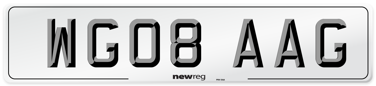 WG08 AAG Number Plate from New Reg